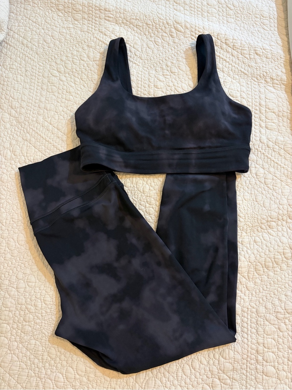 Smoke Gray Tie-Dye Sports Bra and Legging Set
